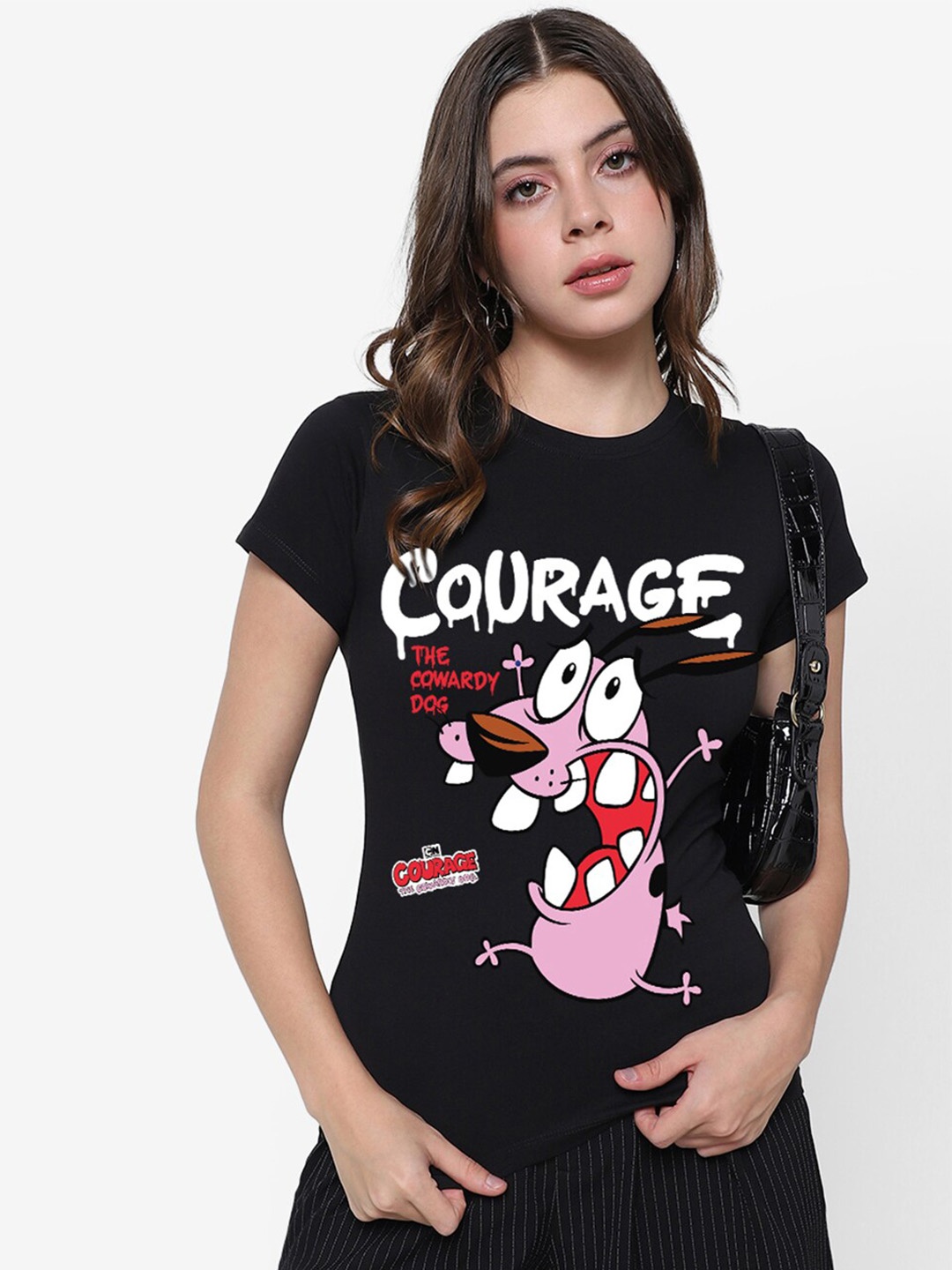 

Bewakoof Courage The Cowardly Dog Printed Cotton T-shirt, Black