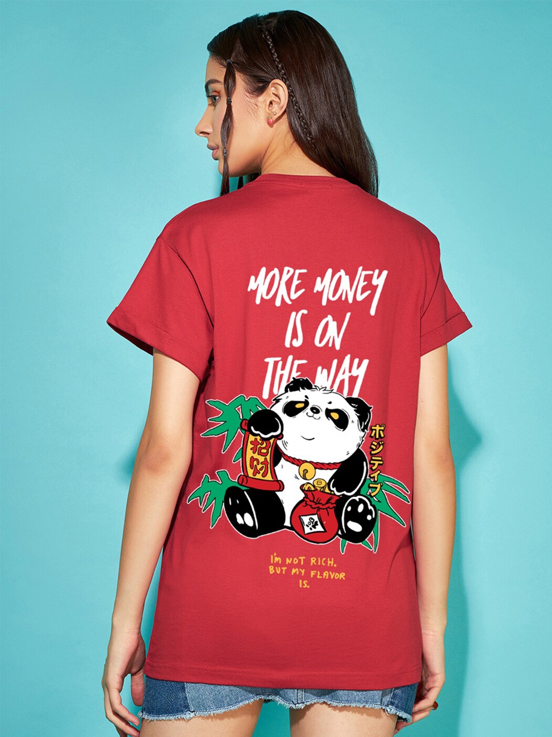 

Bewakoof Red Graphic Printed Drop-Shoulder Sleeves Relaxed Fit Cotton T-shirt
