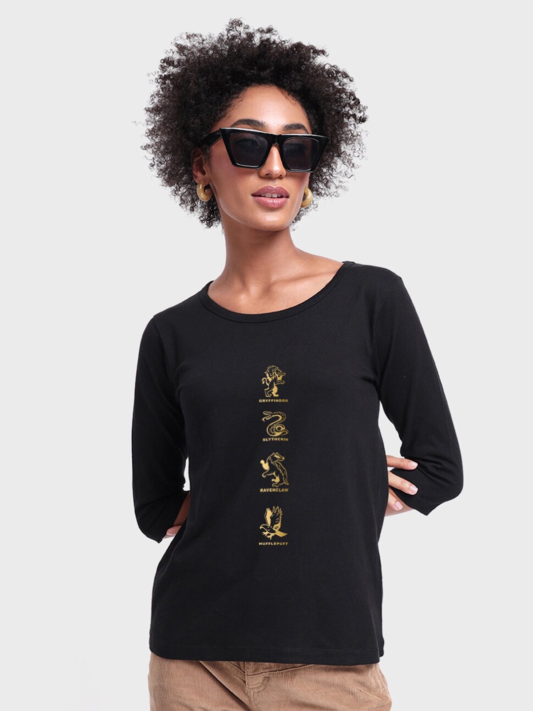 

Bewakoof Harry Potter Printed Slim Fit Cotton T-shirt, Black