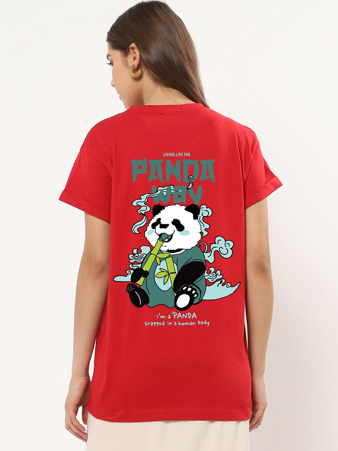 

Bewakoof Red Graphic Printed Drop-Shoulder Sleeves Cotton Relaxed Fit T-shirt
