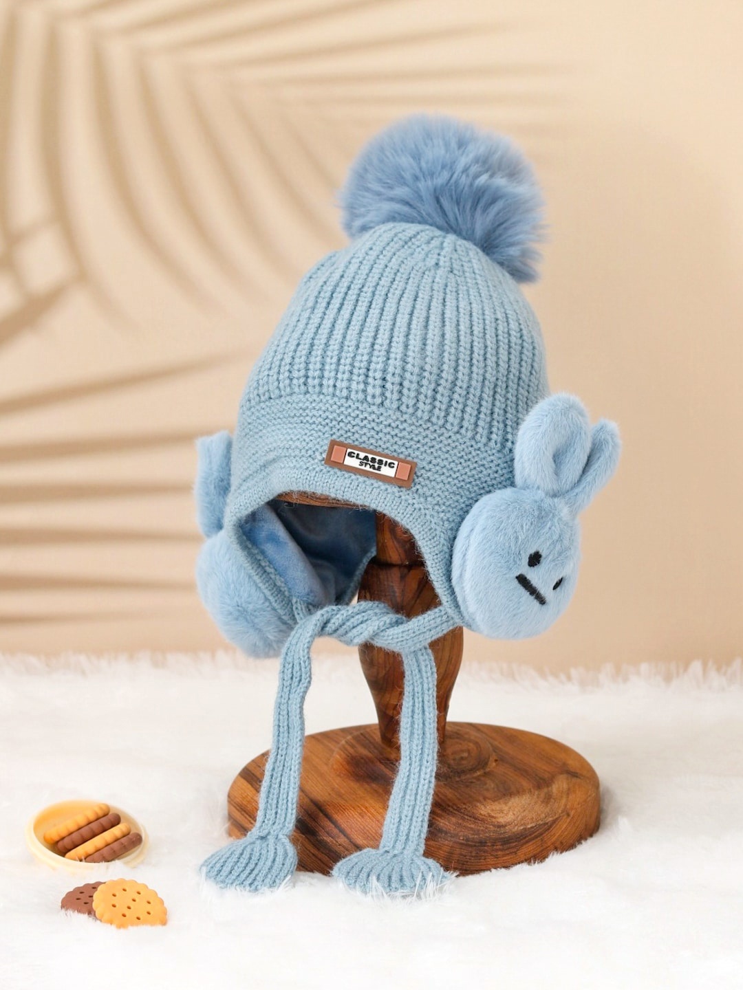 

Yellow Bee Boys Self Design Woollen Beanie, Blue