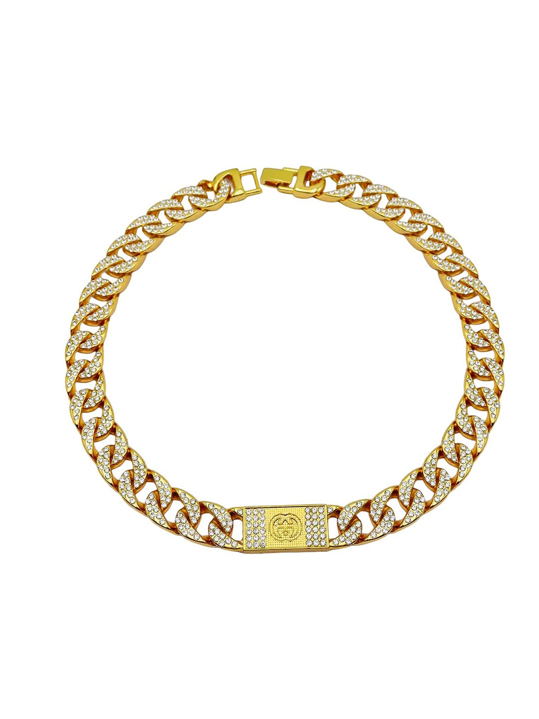 

ZIVOM Gold-Plated Rhinestone-Studded Necklace