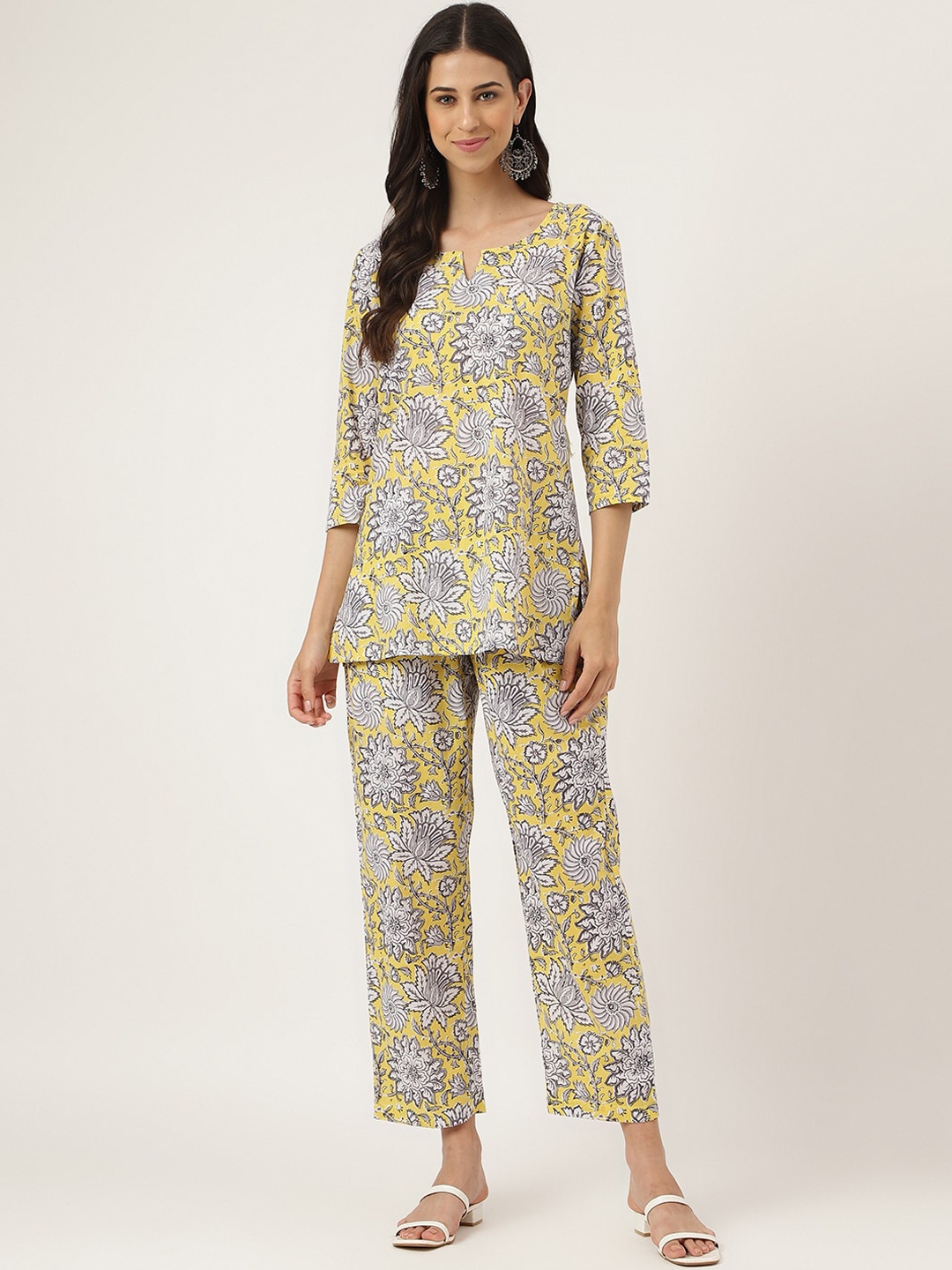 

KALINI Printed Cotton Co-Ords Set, Yellow