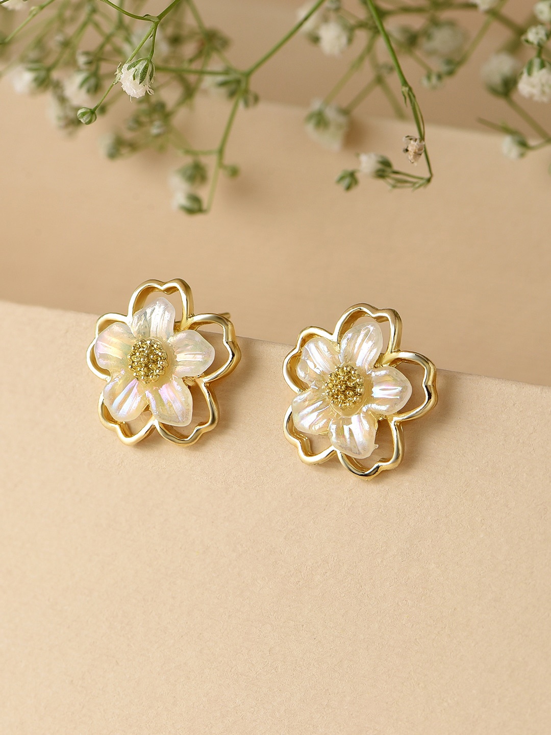

ToniQ Gold-Plated Floral Stud Earrings