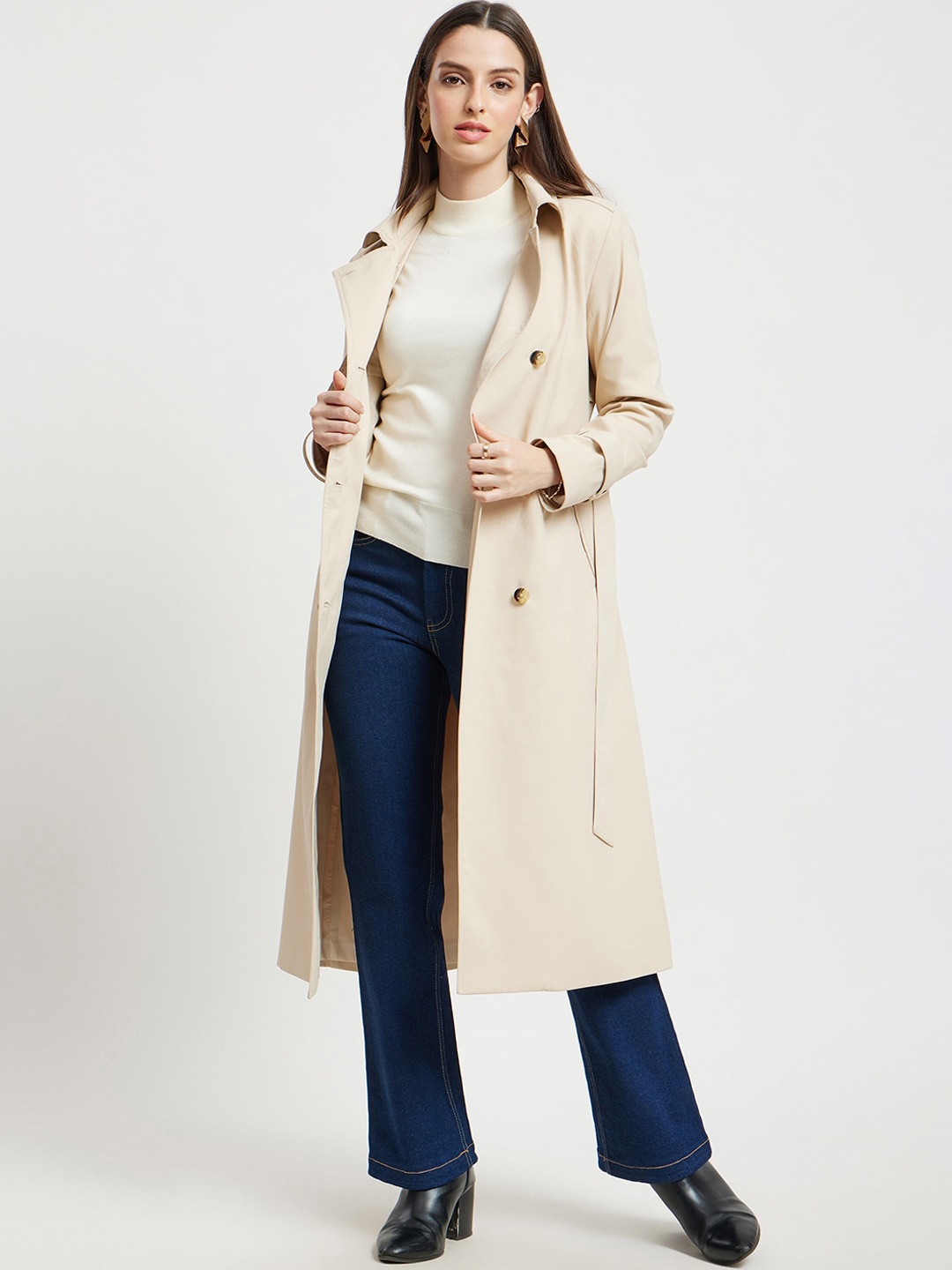 

FableStreet Single-Breasted Longline Overcoat, Beige
