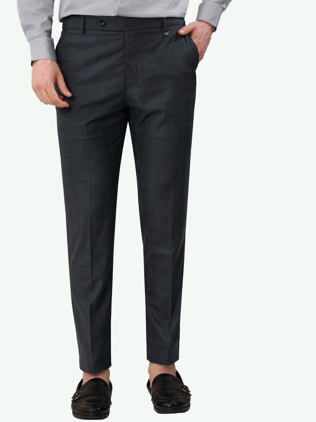 

FRENCH CROWN Men Tailored Mid-Rise Formal Trouser, Grey