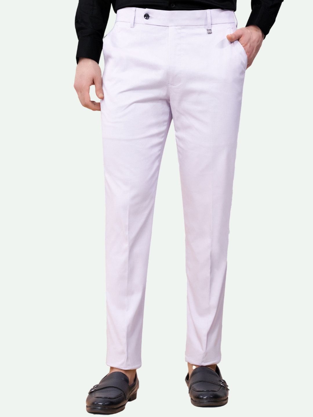 

FRENCH CROWN Men Tailored Mid-Rise Pure Cotton Formal Trouser, Purple