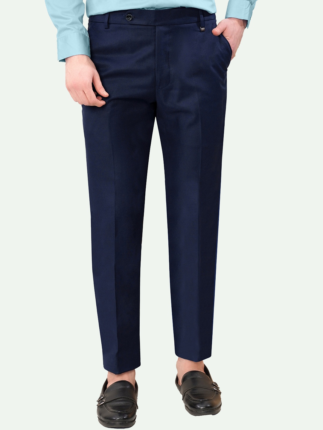 

FRENCH CROWN Men Tailored Formal Trousers, Navy blue