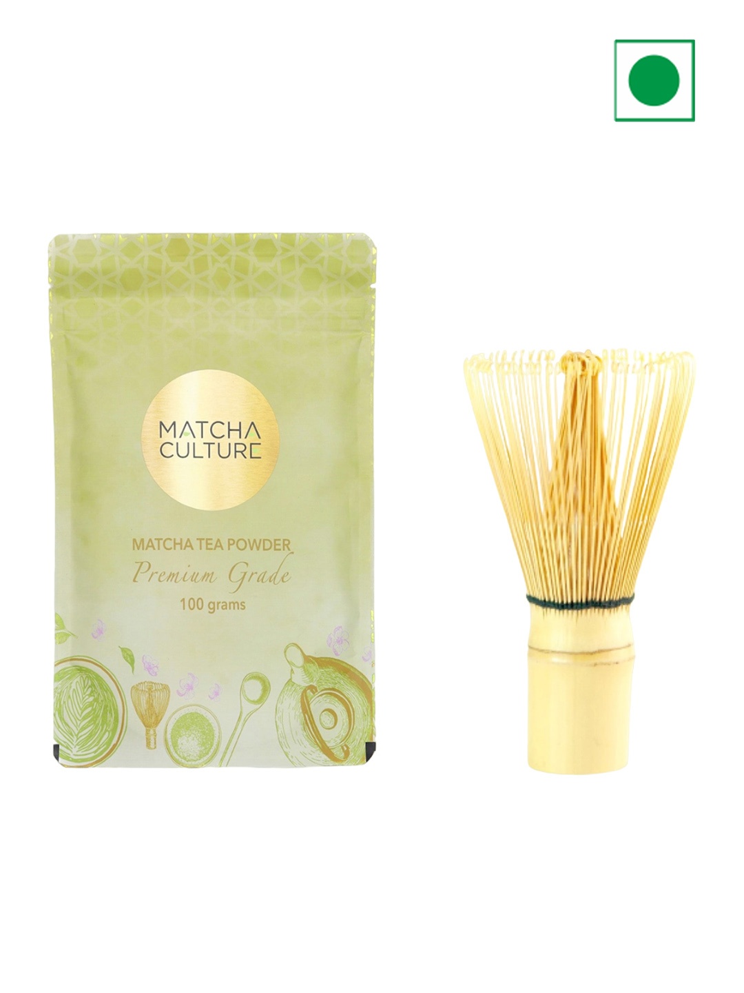 

Matcha Culture Starter Kit Premium Grade Tea With Bamboo Whisk-100gms, Green