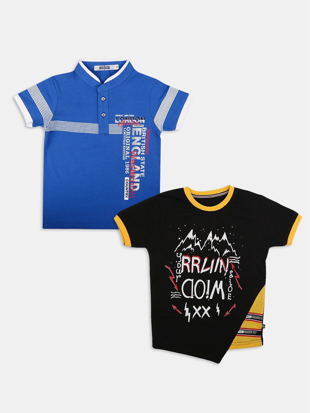 

V-Mart Boys Pack Of 2 Typography Printed Casual Cotton T-shirt, Blue