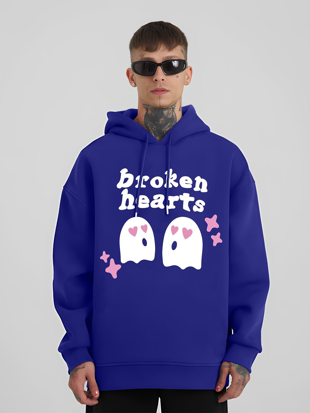 

Maniac Typography Printed Pure Cotton Hooded Sweatshirt, Navy blue