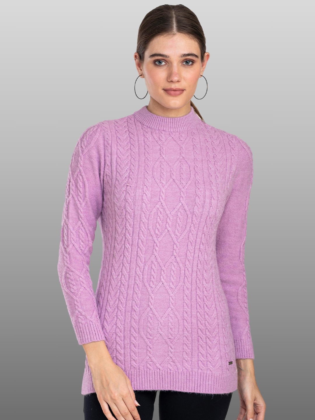 

Moda Elementi Self Design Woollen Pullover Sweater, Lavender