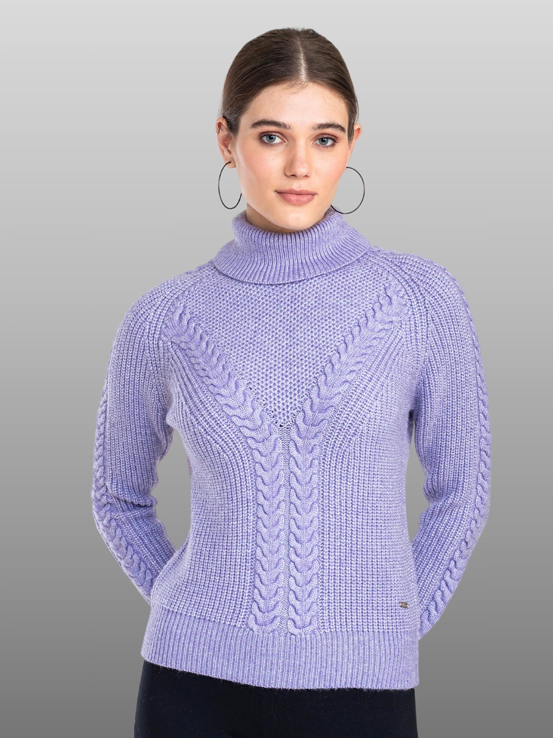 

Moda Elementi Self Design Turtle Neck Pullover, Purple