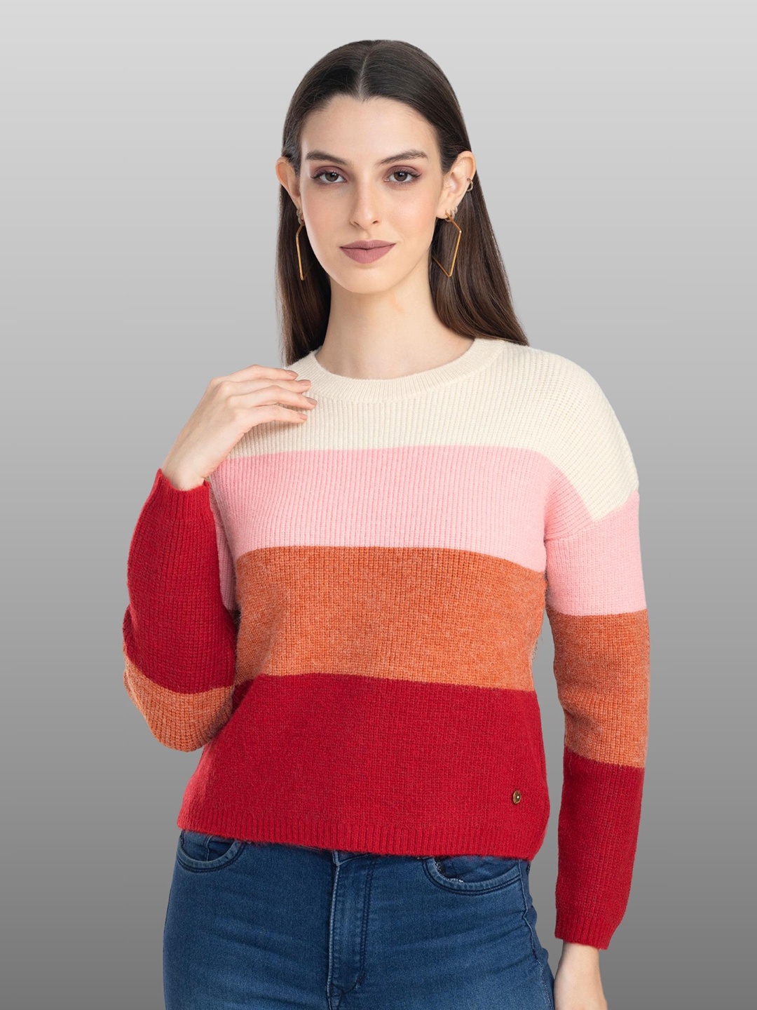 

Moda Elementi Colourblocked Pullover Sweater, Red