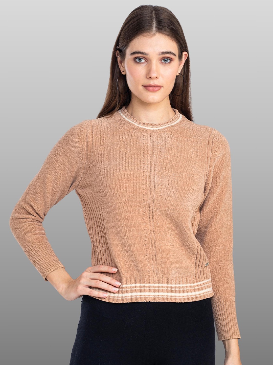 

Moda Elementi Round Neck Pullover Sweater, Mustard