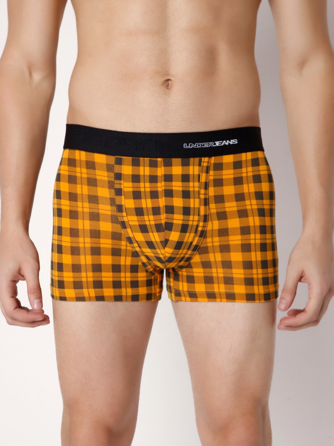 

UnderJeans by Spykar Checked Mid-Rise Trunk UJMTRRPTS036ORANGECHECK, Orange
