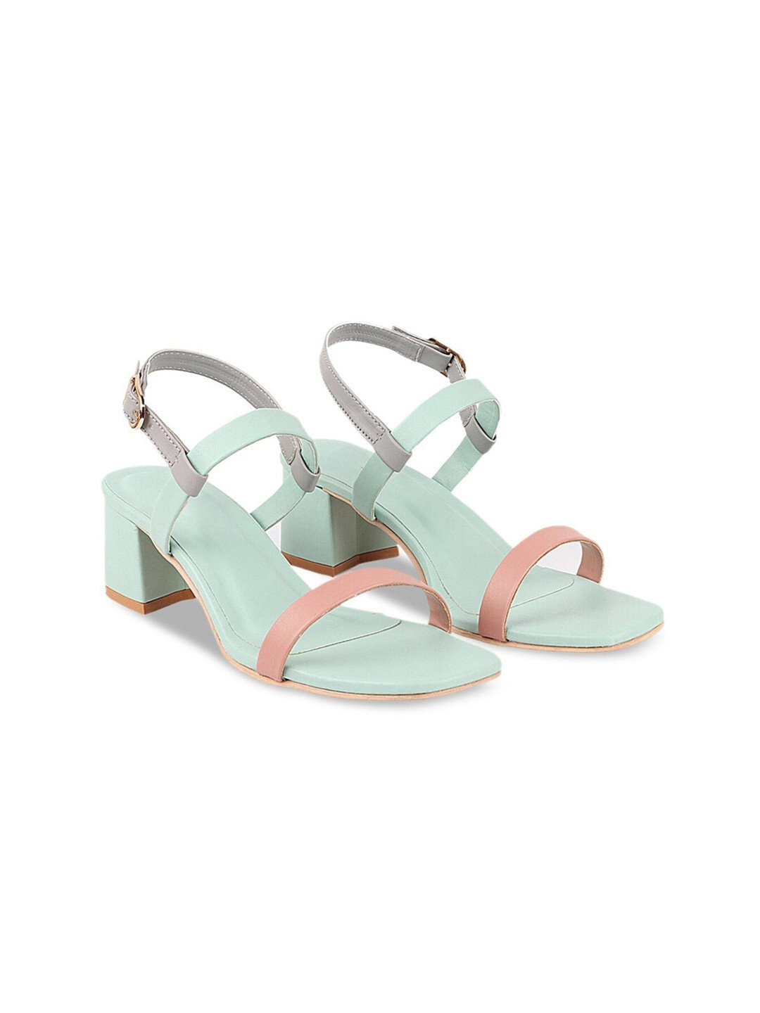 

Myra Strappy Open Toe Block Heels, Sea green