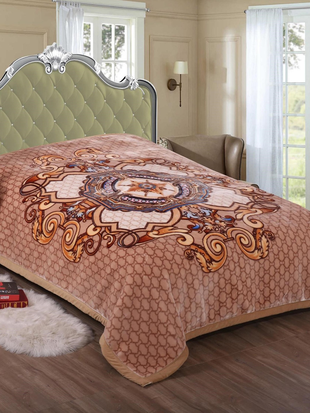 

Signature The Club Collection Dark Beige Ethnic Motifs Heavy Winter Double Bed Blanket