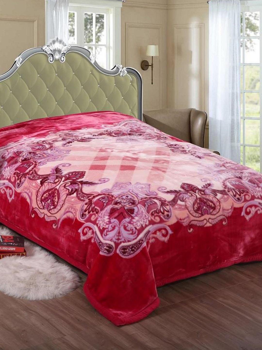 

Signature The Club Collection Red Heavy Winter Double Bed Blanket, Pink