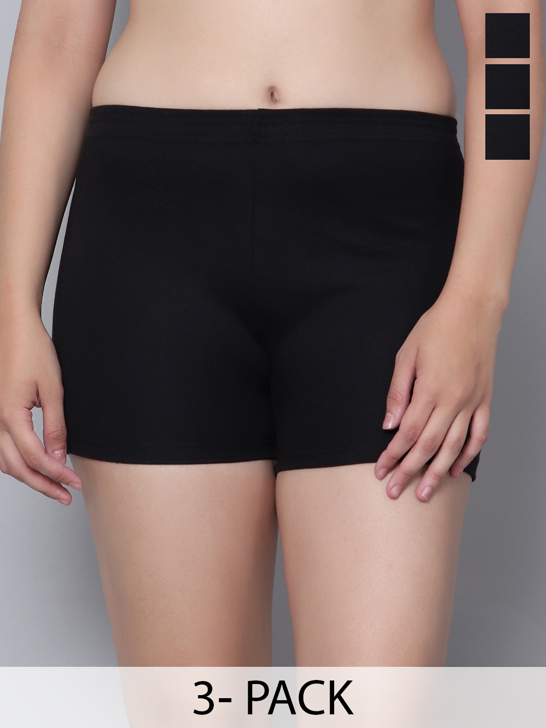 

Aimly Pack Of 3 Women Skinny Fit Cycling Sports Shorts, Black