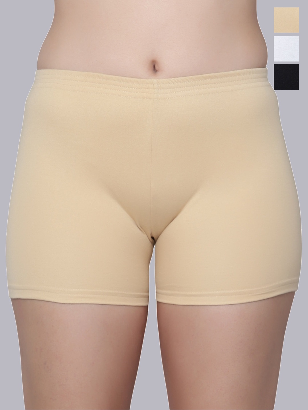 

Aimly Pack Of 3 Women Skinny Fit Cycling Sports Shorts, Beige