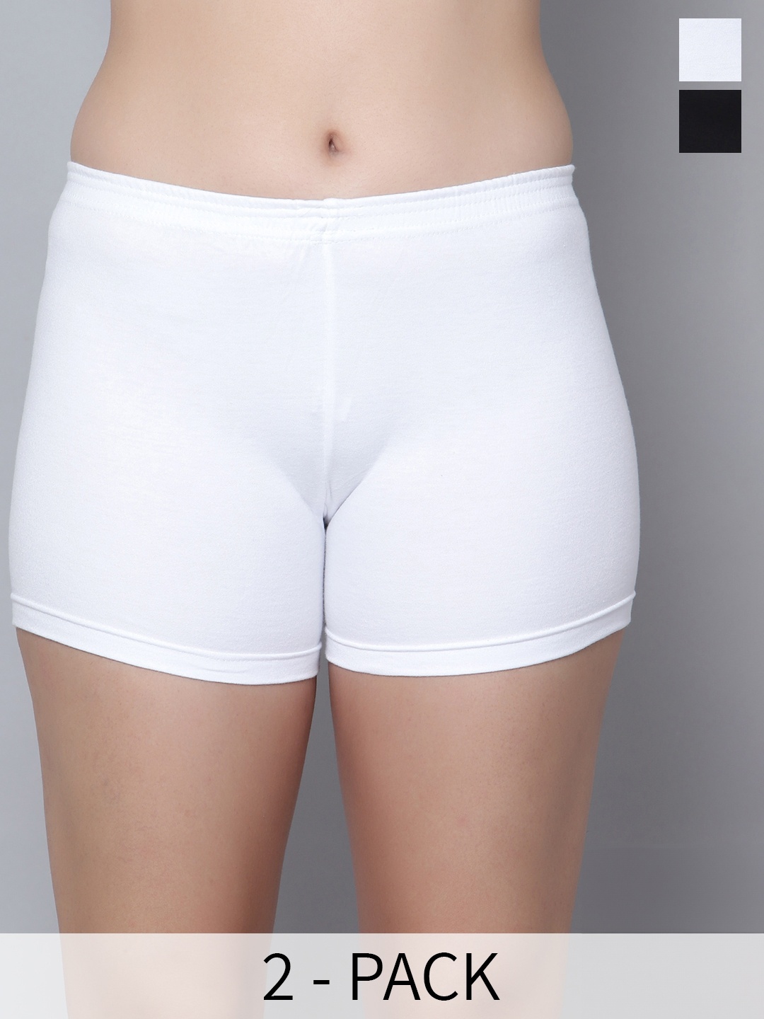 

Aimly Women Pack of 2 Skinny Fit Cotton Cycling Sports Shorts, White