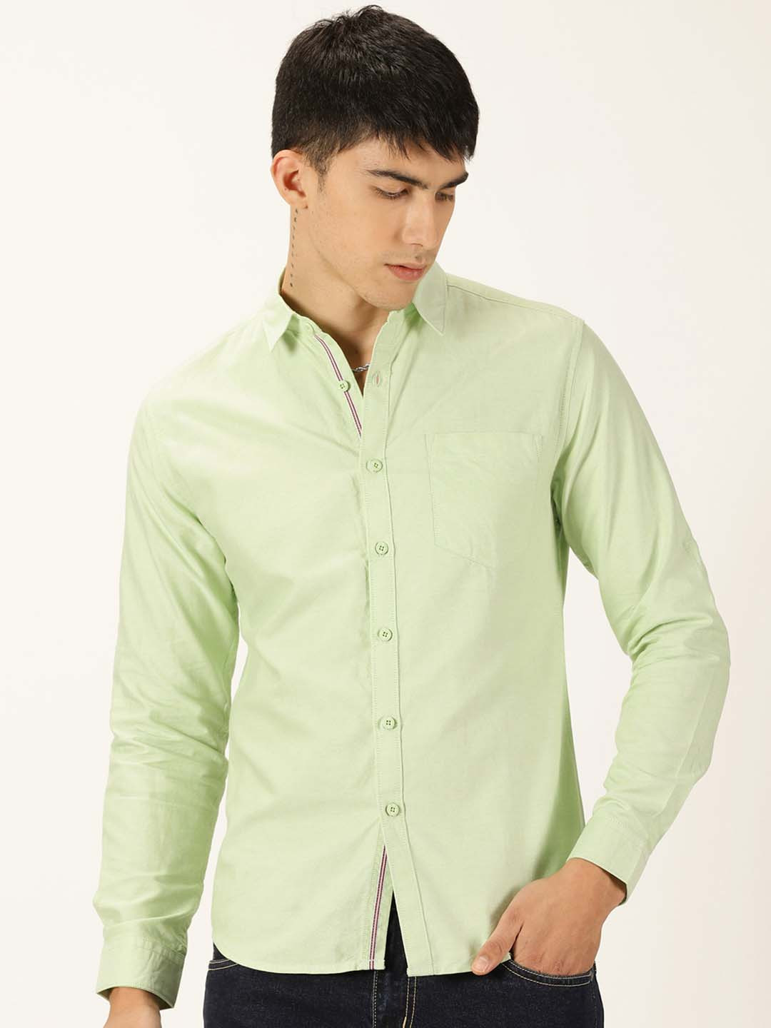 

Moda Rapido Men Green Classic Slim Fit Opaque Casual Shirt