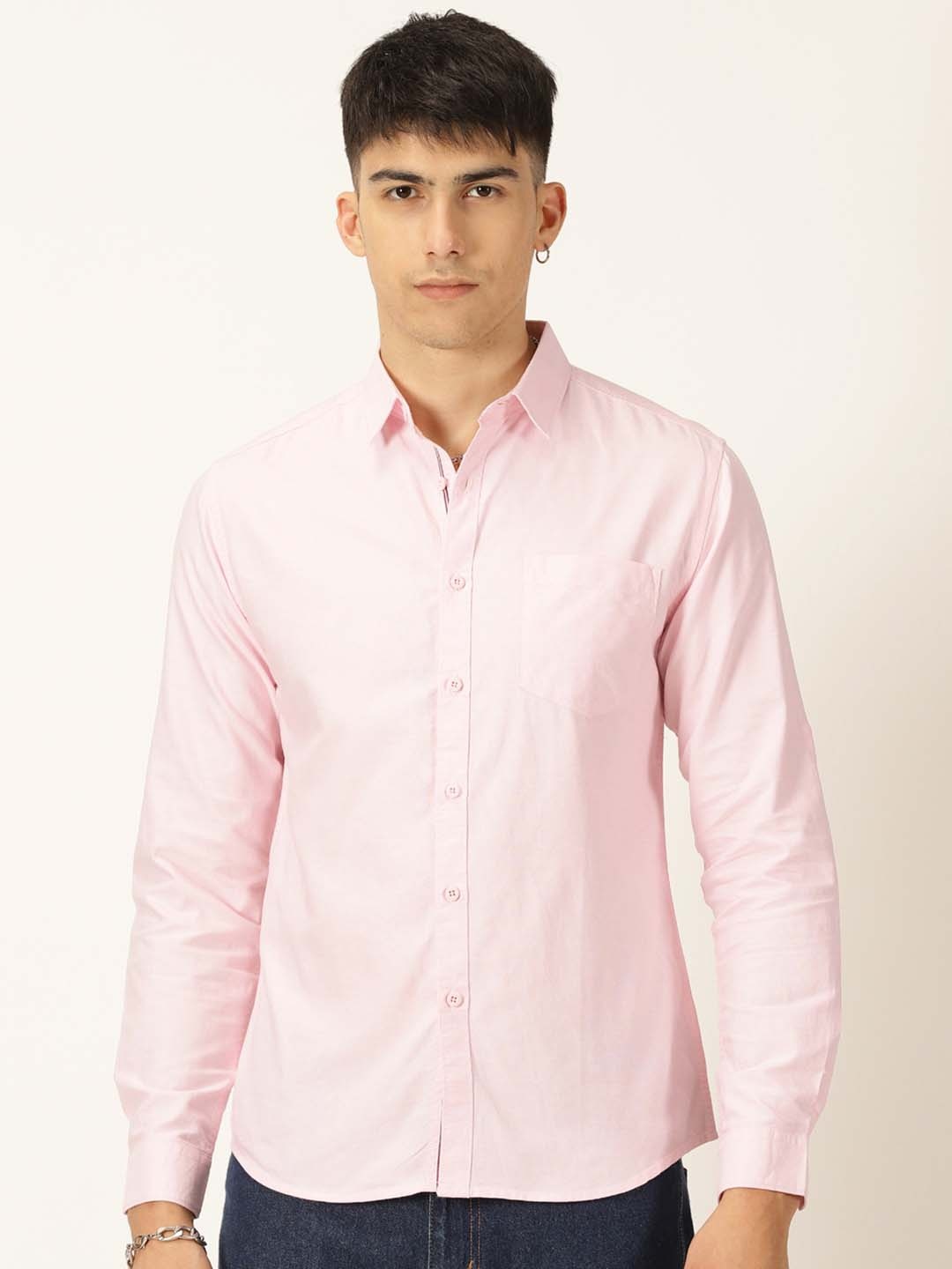 

Moda Rapido Men Pink Classic Slim Fit Opaque Casual Shirt