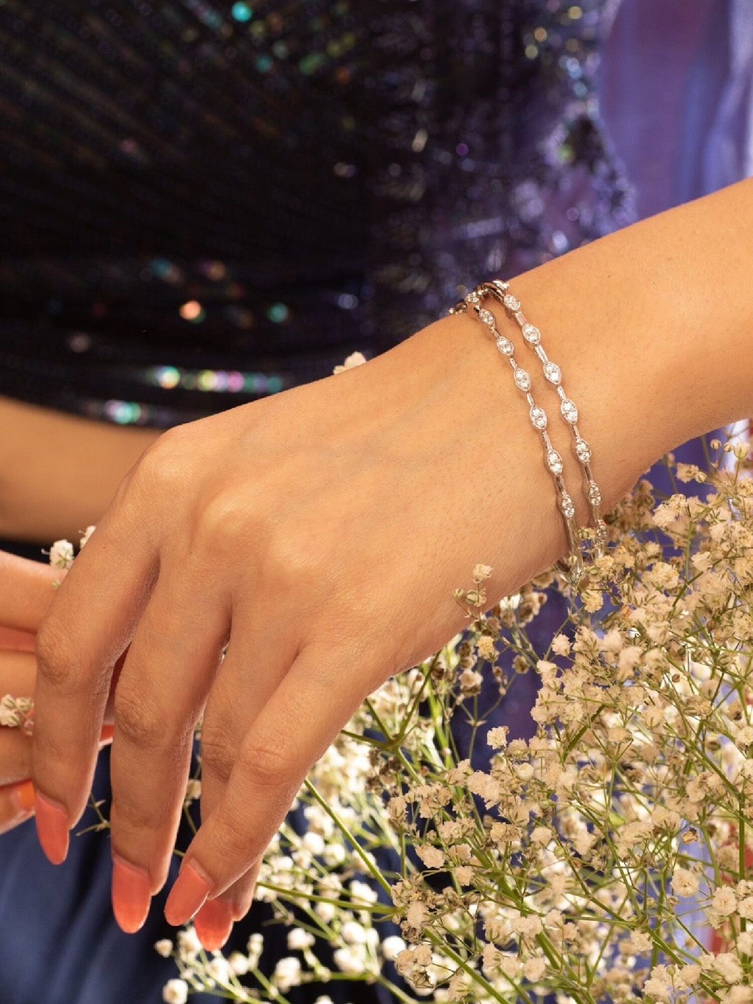 

Tarinika Gold-Plated Zharat Cubic Zirconia Studded Bangle-Style Bracelet