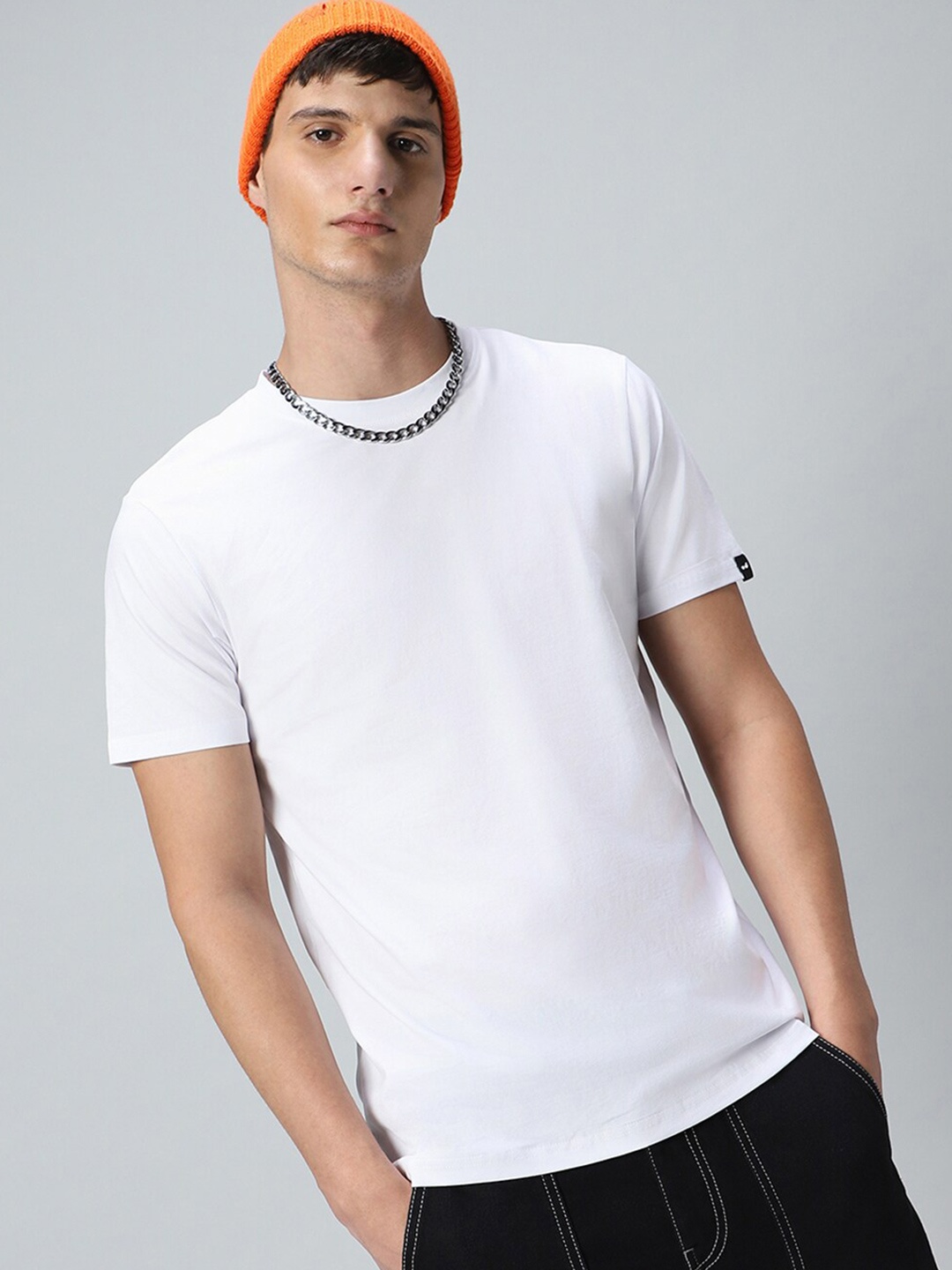 

Bewakoof Round Neck Cotton T-shirt, White