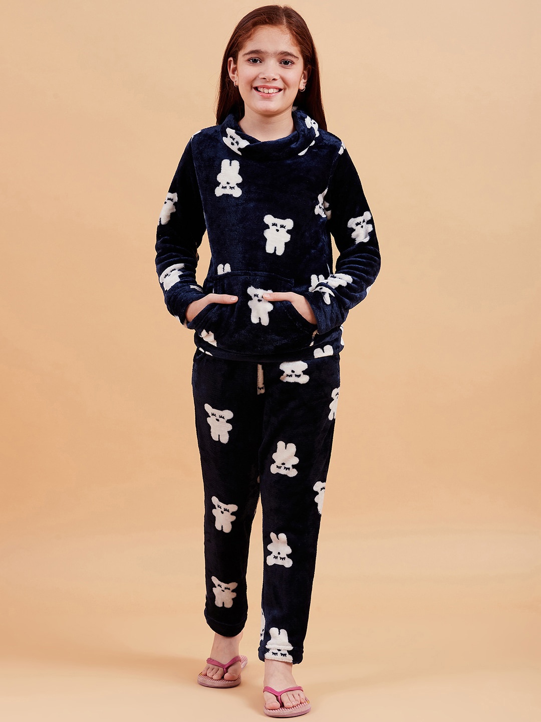 

Ben & Joe Girls Conversational Printed Night Suit, Navy blue