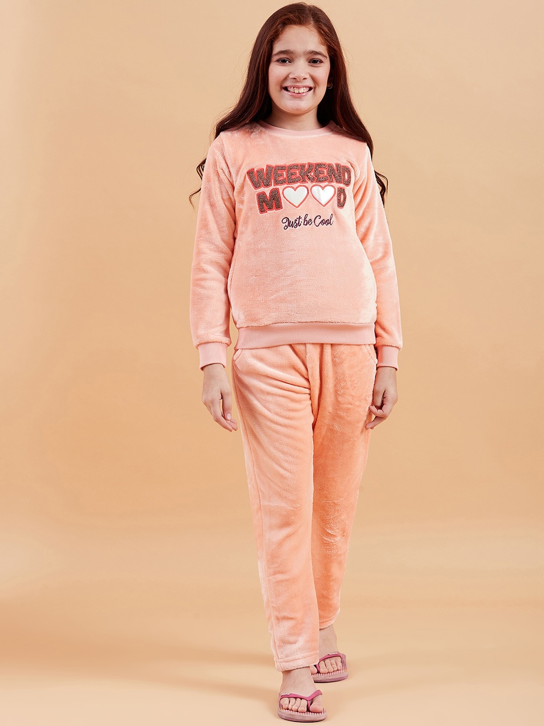 

Ben & Joe Girls Printed Round Neck Top With Trouser Clothing Set, Pink