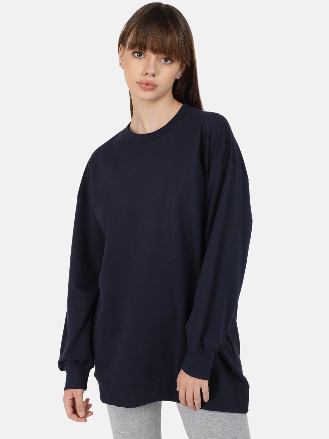 

Bene Kleed Pure Cotton Round Neck Sweatshirt & Leggings, Navy blue