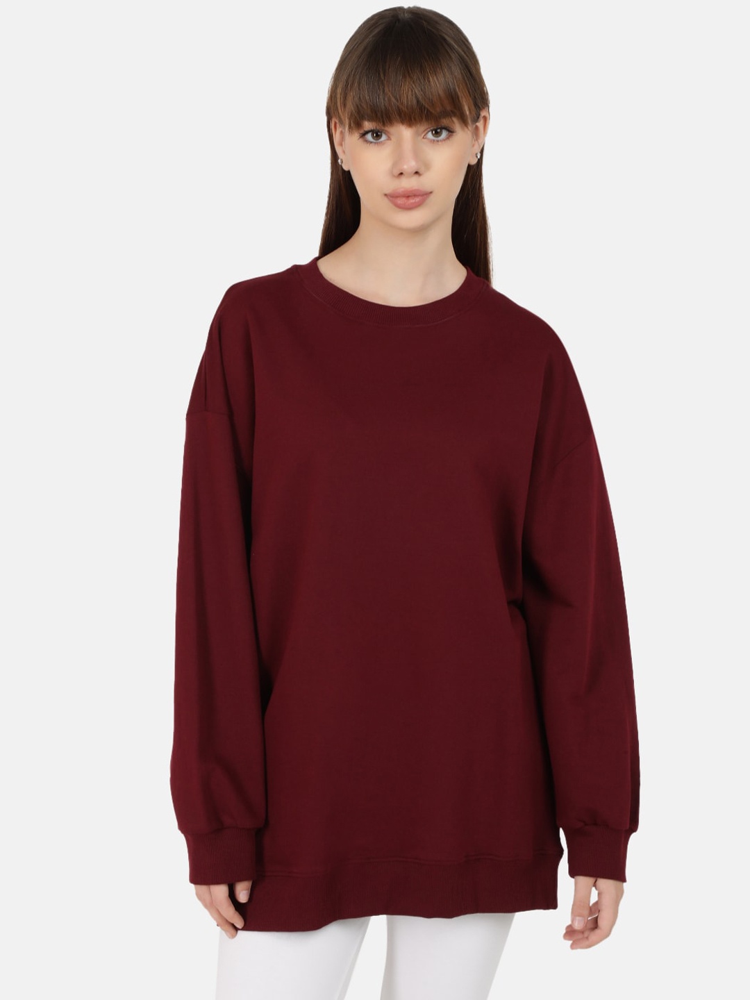 

Bene Kleed Pure Cotton Round Neck Sweatshirt & Leggings, Maroon