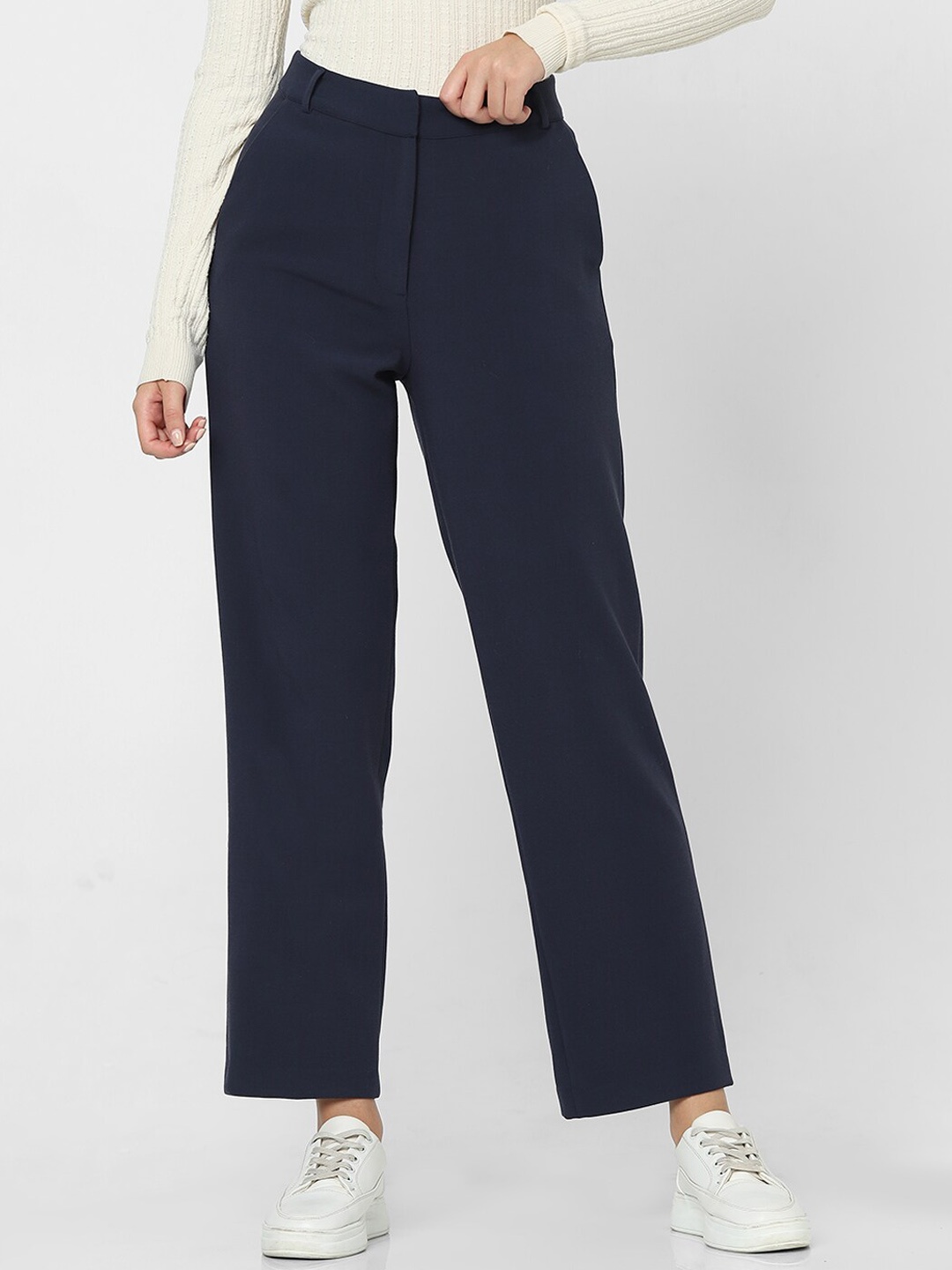 

Vero Moda Women Straight Fit High-Rise Trousers, Navy blue