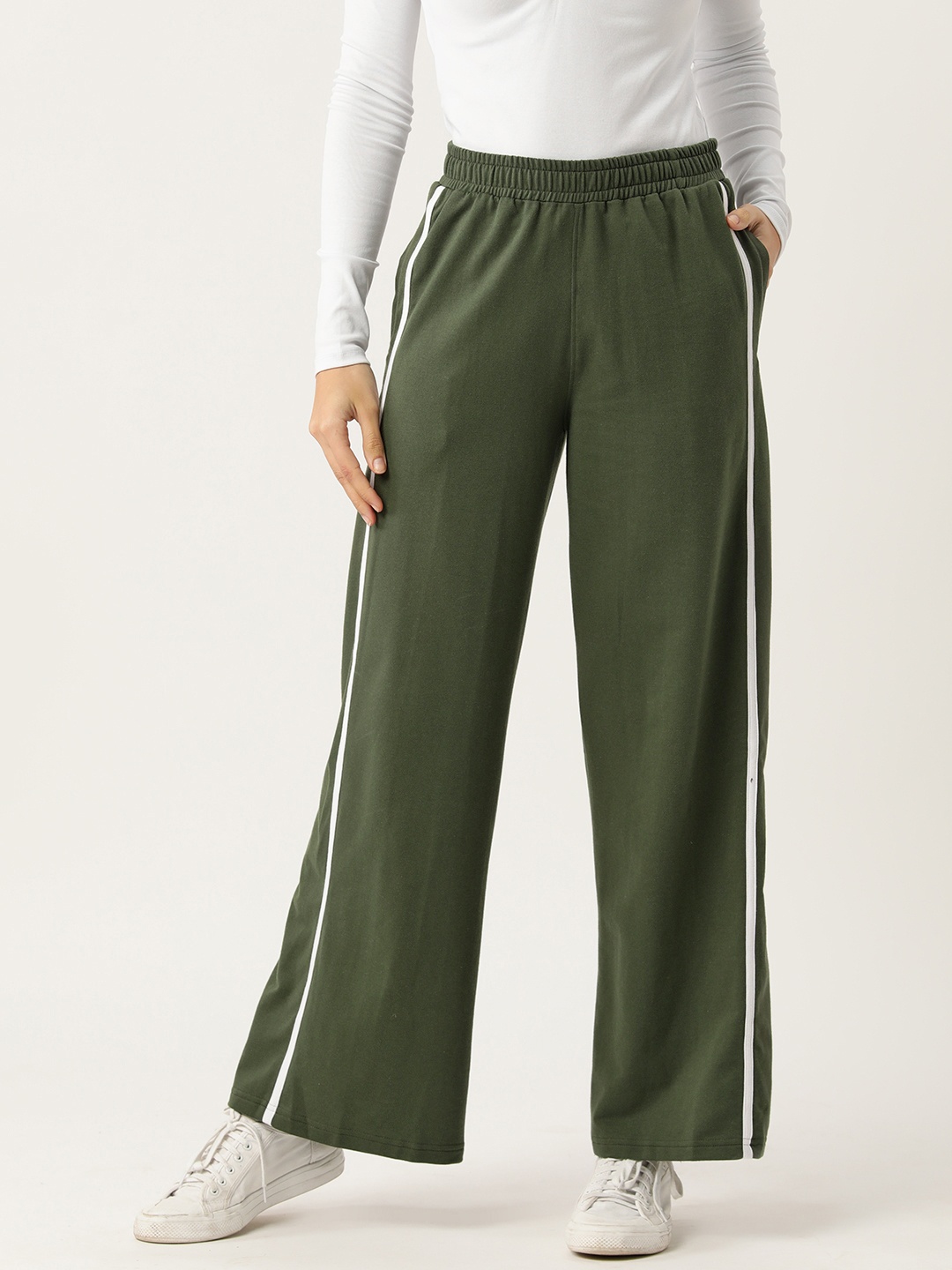 

Femea Side Striped Flared Track Pants, Olive