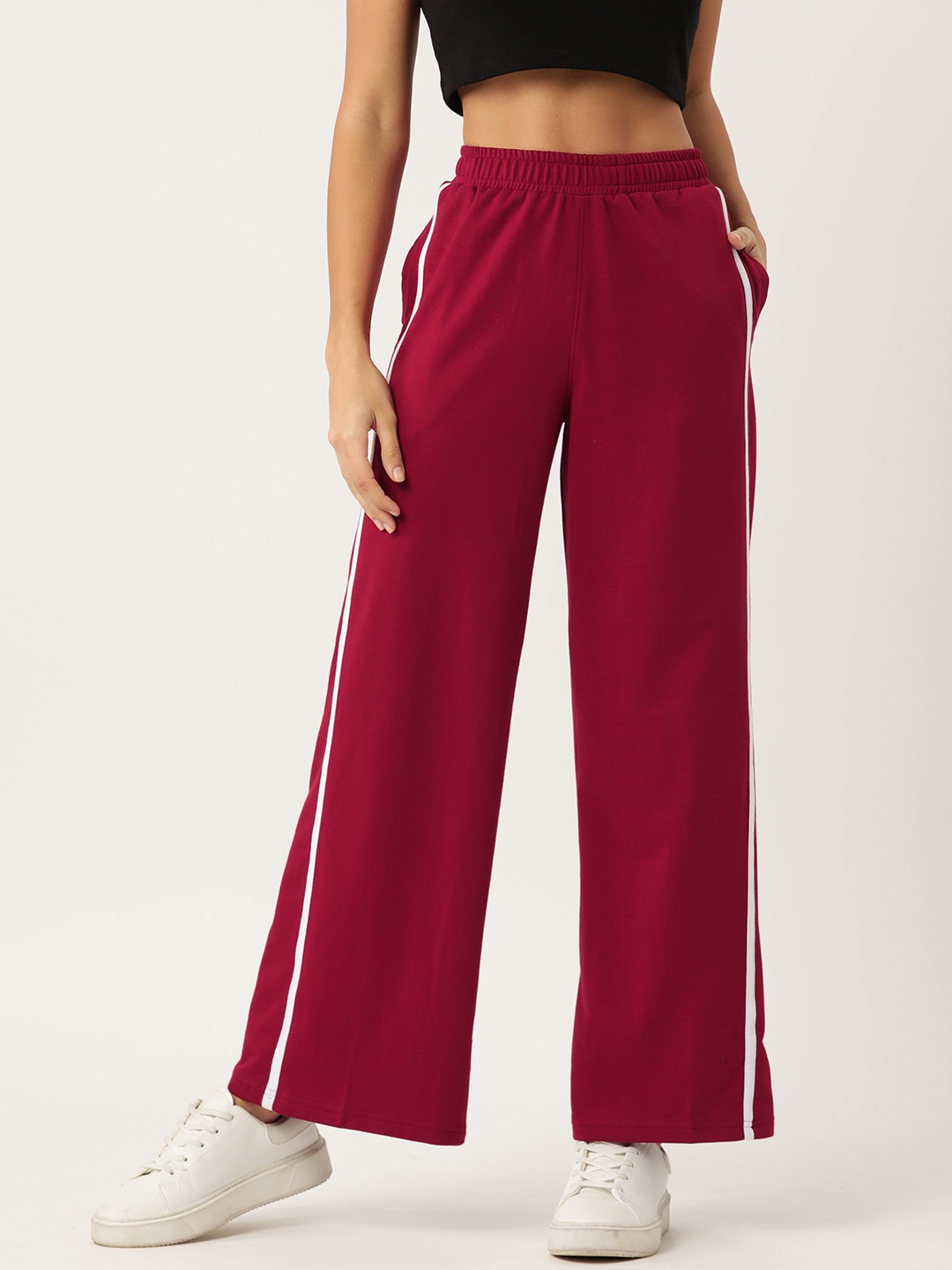 

Femea Side Striped Flared Track Pants, Maroon