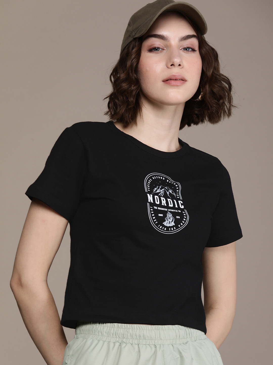 

Roadster Women Graphic Printed Slim Fit T-shirt, Black