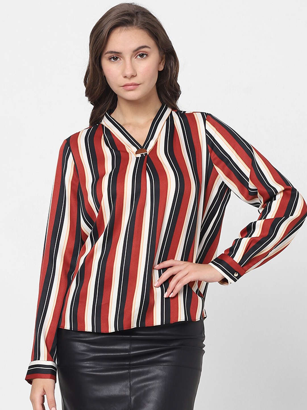 

Vero Moda Striped Shirt Style Top, Brown