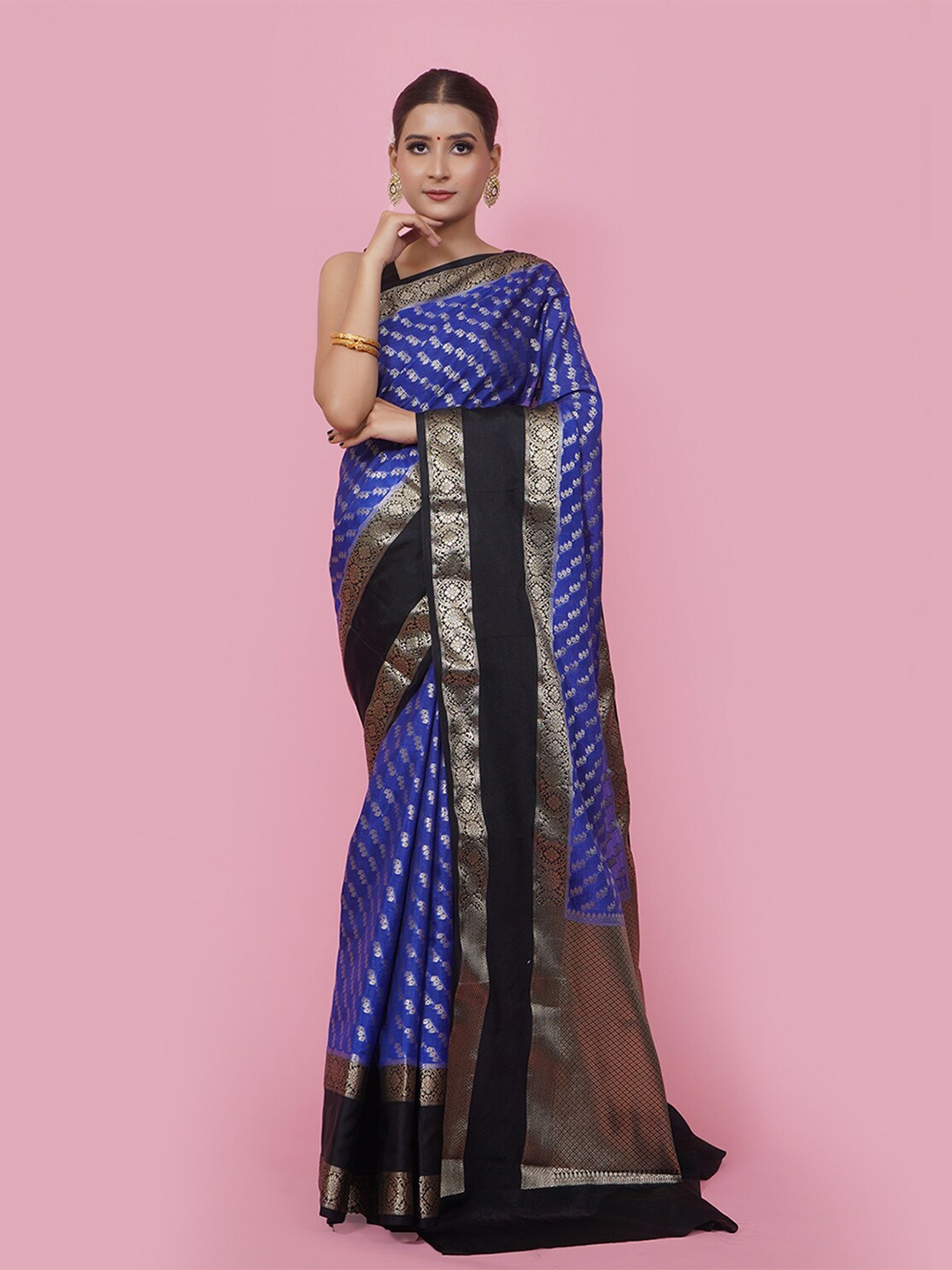 

PTIEPL Banarasi Silk Works Ethnic Motifs Woven Design Zari Banarasi Saree, Violet