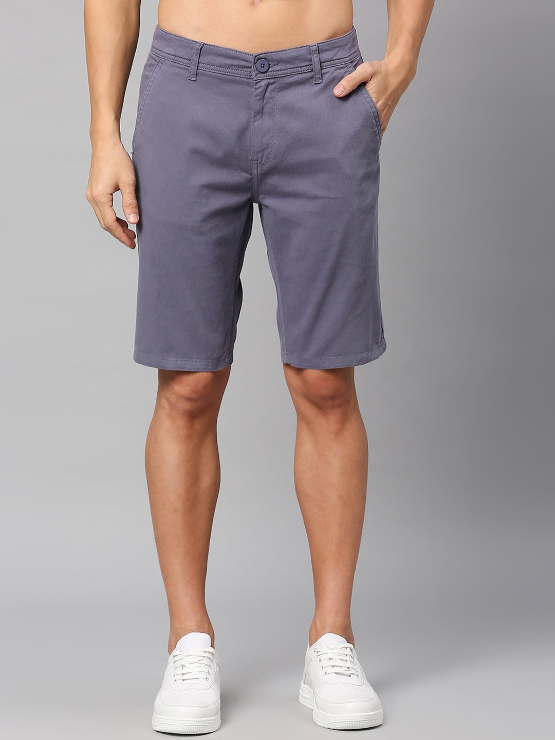 

Mast & Harbour Men Grey Slim Fit Low-Rise Chino Shorts