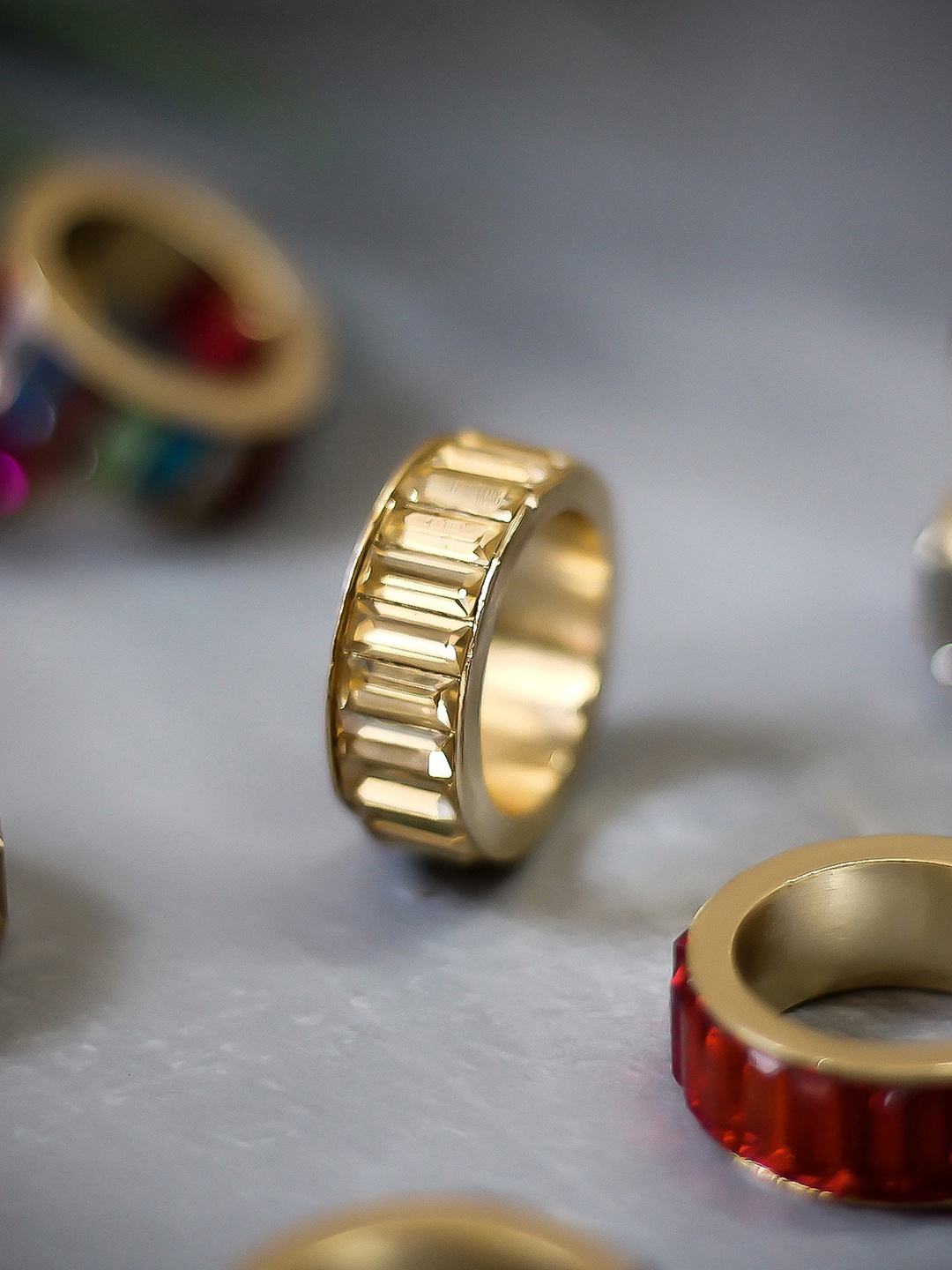 

Bellofox Gold-Plated Stones-Studded Finger Ring