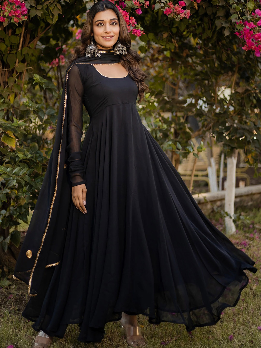 

ESTELA Women Black Anarkali Kurta With Dupatta