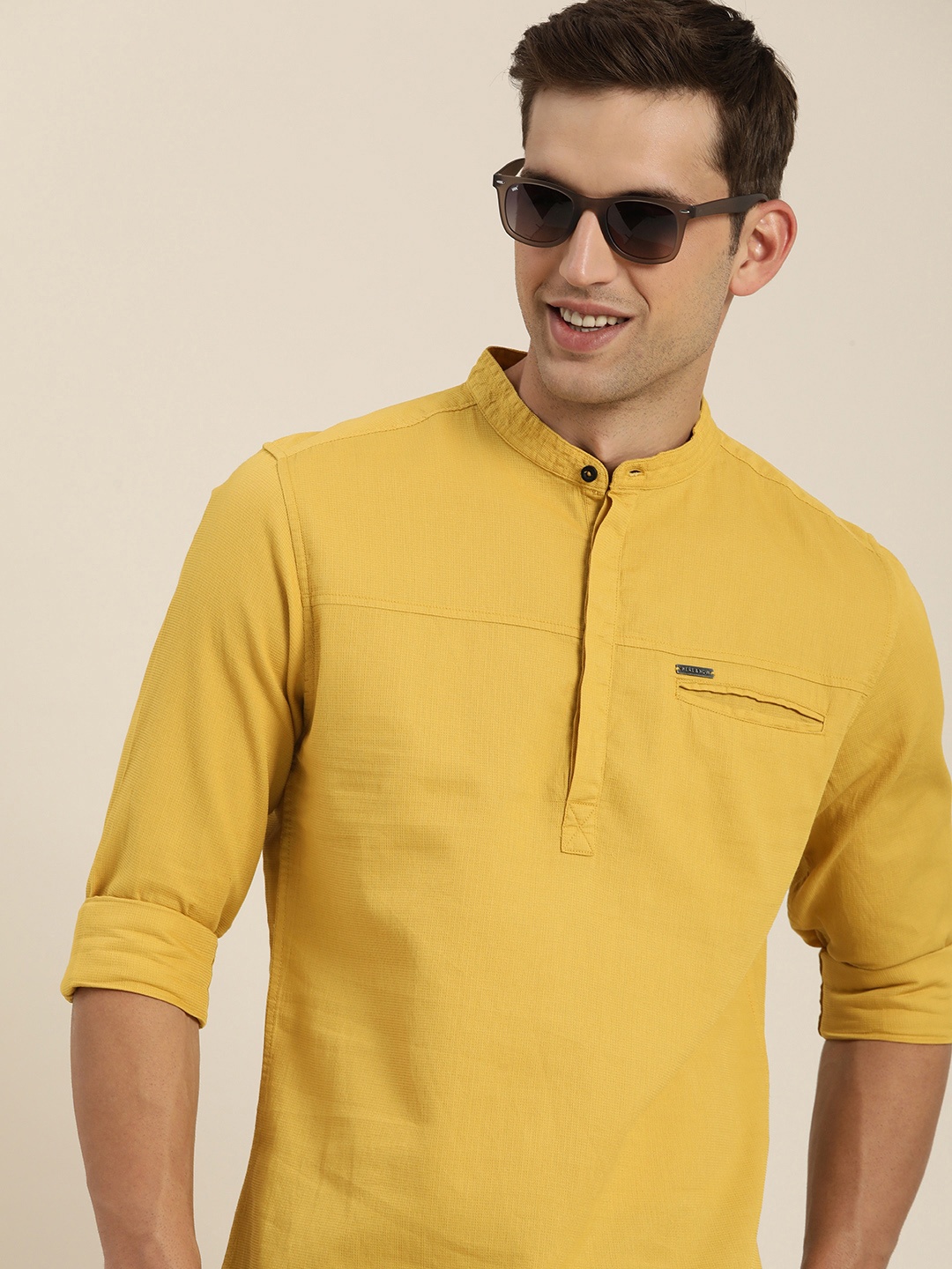 

HERE&NOW Men Solid Slim Fit Opaque Casual Shirt, Mustard