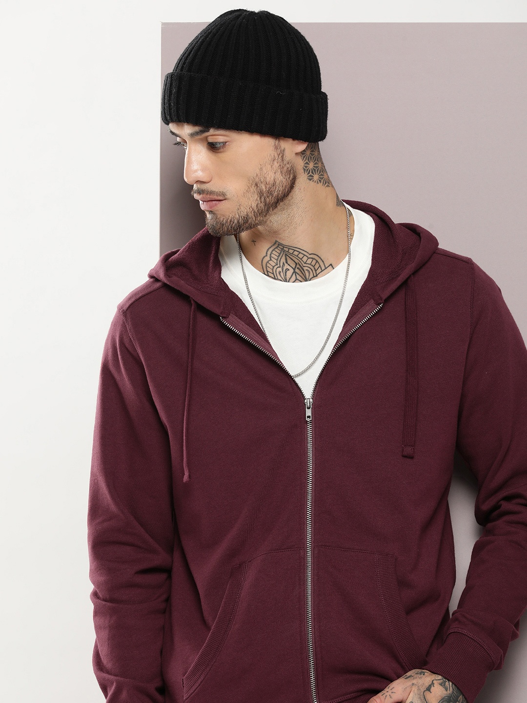 

Kook N Keech Men Hooded Pure Cotton Sweatshirt, Maroon