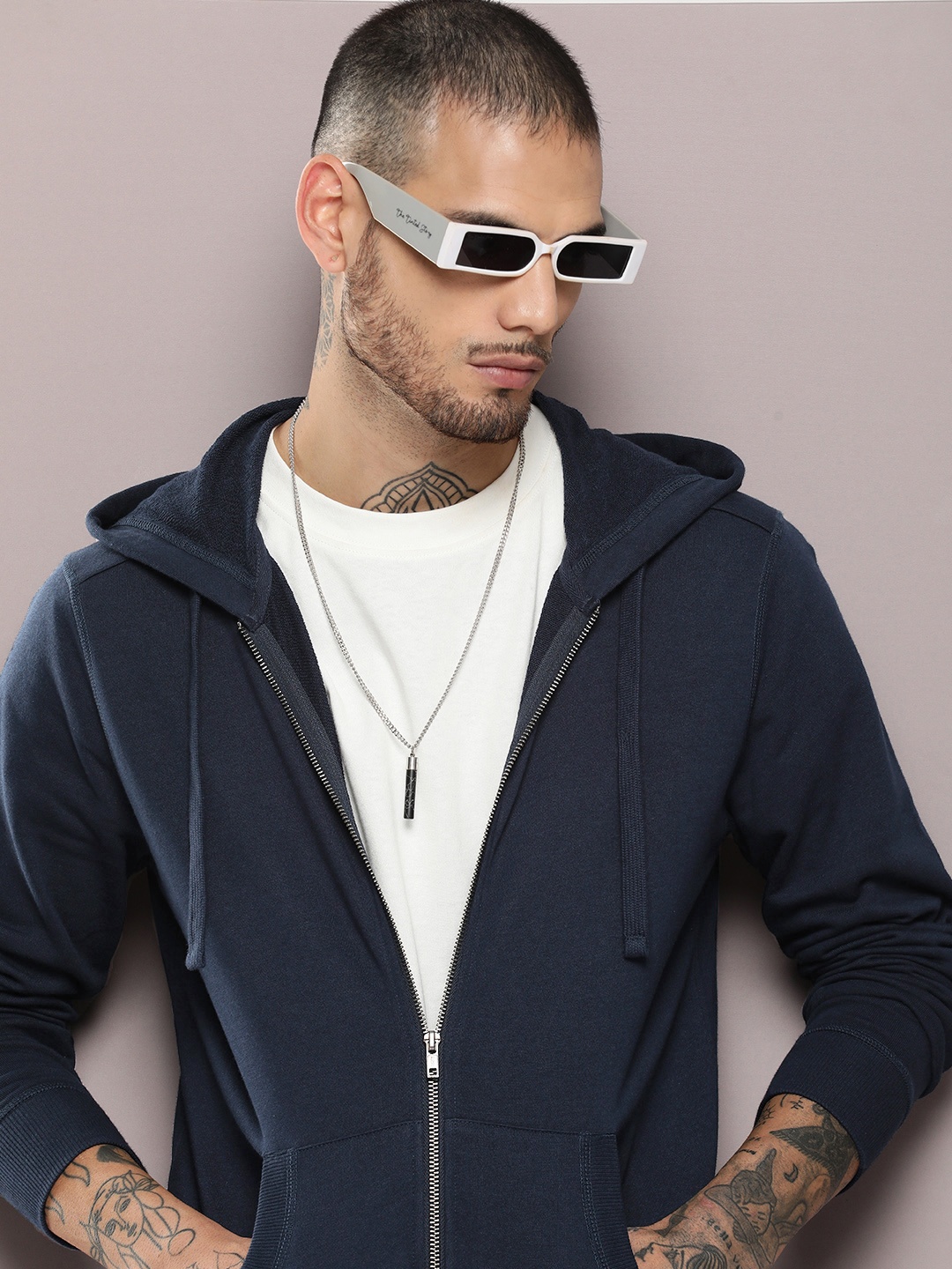 

Kook N Keech Men Hooded Pure Cotton Sweatshirt, Navy blue