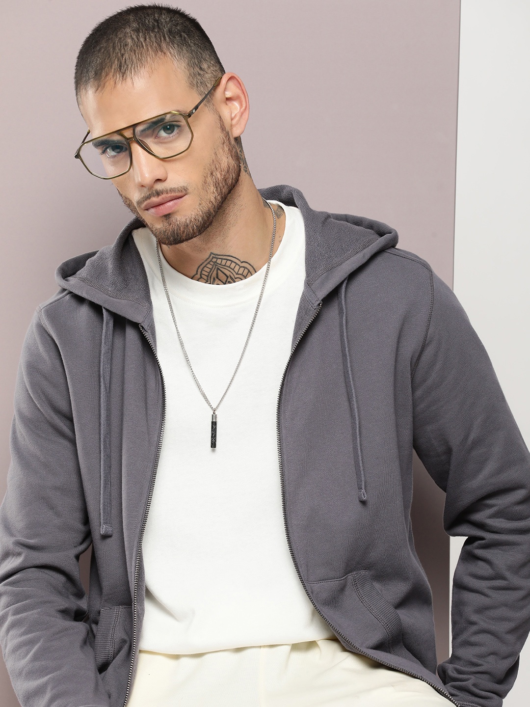 

Kook N Keech Men Hooded Pure Cotton Sweatshirt, Grey