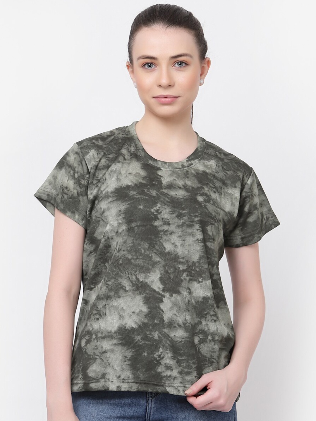 

UZARUS Tie And Dye Round Neck T-shirt, Green