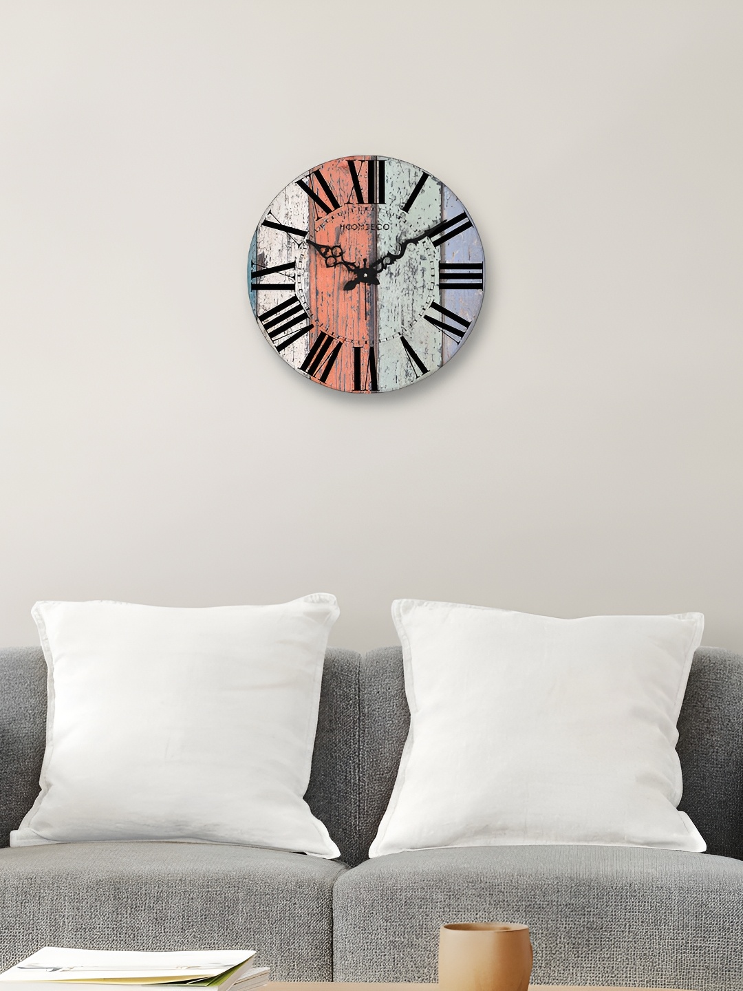 

HOOMDECO Grey Printed Round Vintage Wall Clock