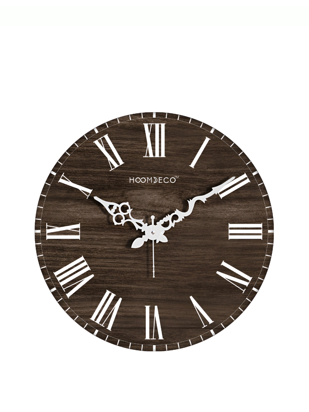 

HOOMDECO Brown & White Printed Round Vintage Wall Clock
